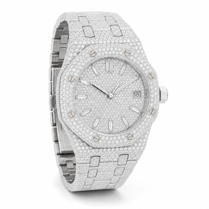 Luxury High Quality Full Iced Out Moissanite Watch Stainless Steel Alloy Case Square Design Pave Dial Unisex Quartz Watch Date - Product Image 1