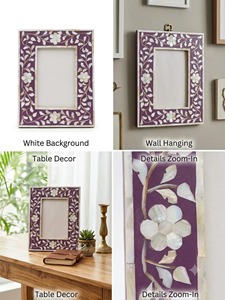 Handcrafted Bone Inlay Floral Photo Frame Decorative Picture Frame Handmade <b>Mosaic</b> Home Decor Gift Latest Design Photo Frame - Product Image 5