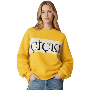 Factory Direct Wholesale Premium French Terry Fleece Cotton <b>Blend</b> Women Long Oversized Sweatshirt Mock Neck Fall Winter - Product Image 1