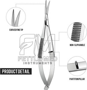 Tijeras Profesionales para Pestañas con Punta Recta y Curva, Agarre Ergonómico Suave, para el Cuidado de las Cutículas, de Acero Inoxidable, para Diestros - Product Image 3