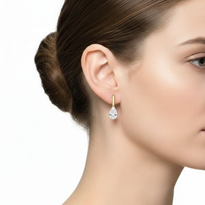 Boucles d'oreilles clous solitaires en or rose avec diamant taille poire certifié IGI – Tendance, pour femme, mariée, mariage, anniversaire, cadeau de fête, bijou raffiné - Product Image 3