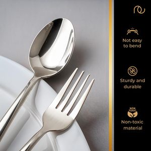 Couverts (Ensemble de 12, cuillères en acier inoxydable - 6 et fourchettes - 6), 100% qualité alimentaire, non toxiques, antirouille, compatibles lave-vaisselle - Product Image 1