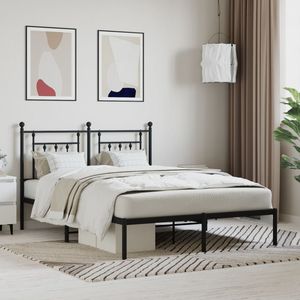 Cadre de lit king size en acier noir, lit rectangulaire en métal - Product Image 1