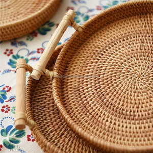 Direct Manufactory Price Vietnam Handmade Woven <b>Basket</b> Natural Rattan <b>Tray</b> for Home Kitchen Decoration Vintage Style - Product Image 4