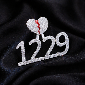 Trendy 925 <b>Silver</b> Gold Plated Custom <b>Initial</b> Lucky Number Moissanite Bling Iced Hip Hop Broken Heart Clasp Enamel Charm <b>Necklace</b> - Product Image 4