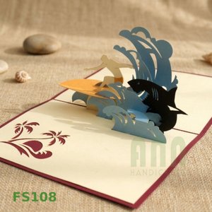 การ์ดขอบคุณแบบป๊อปอัพ 3 มิติ ลายเซิร์ฟเฟอร์ รุ่น FS108 จาก ANN HANDICRAFT ปรับแต่งได้ พิมพ์ได้ 4 สี ตัดไดคัท สำหรับเทศกาลขอบคุณพระเจ้า - Product Image 2