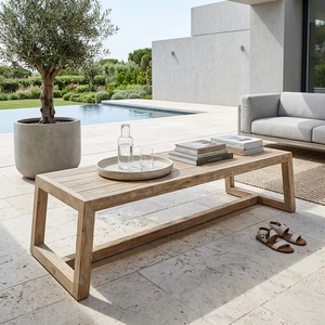 Hermosa Outdoor <b>Table</b> Modern Solid Teak Wood Patio Furniture Elegant Rectangular Terrace Dining <b>Table</b> For Exterior Living Spaces - Product Image 2