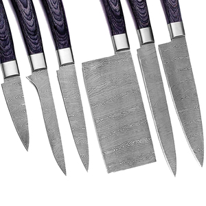 Ensemble de couteaux de chef en acier Damas haute performance avec étui en cuir, ensemble de couteaux de cuisine pour la préparation des aliments et les tâches culinaires - Product Image 4