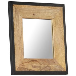 Espejo de Pared de Madera de Mango Sólida de 19.7 x 19.7 Pulgadas con Tono de Madera Natural - Product Image 6