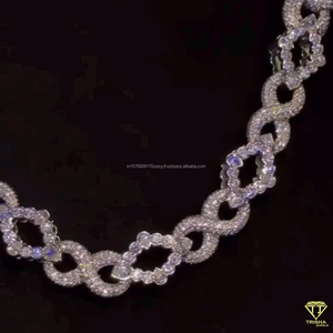 Cadenas Cubanas de Plata de Ley 925 de 10 mm de Ancho con Incrustaciones de Diamantes, Estilo Hip Hop, con Certificación de Diamantes VVS, Cadenas de Moissanita - Product Image 4