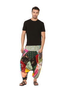 Pantalon de Yoga en Toile Léger et Écologique pour Homme Style Boho Patchwork Classique Taille Haute Cordon de Serrage Taille Libre Style Décontracté - Product Image 3