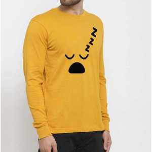 เสื้อยืดแขนยาวสีเหลืองวินเทจพิมพ์ลายหน้าการ์ตูน O คอถักเสื้อยืดลำลองสวมใส่ทุกวัน - Product Image 1