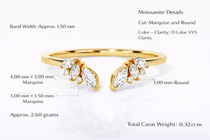 14K Solid Gold Rhodium <b>Open</b> Leaf Cluster Lab Grown Diamond Engagement Wedding Gift <b>Ring</b> 0.32 Ct Pear Cut Luxury IGI Certified - Product Image 6