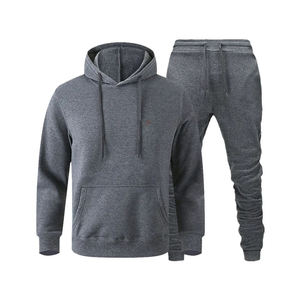 Custom Wholesale Blank <b>White</b> Mens 2 Piece Tracksuit Set Fleece Pullover Hoodie and <b>Joggers</b> Sweatpants Slim Fit Sportswear Suit - Product Image 5