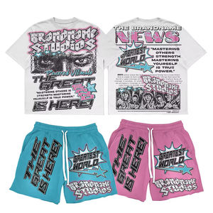 ชุดเซ็ตเสื้อยืดแขนสั้นและกางเกงขาสั้นผ้าเทอร์รี่ถัก โพลีเอสเตอร์/คอตตอน ระบายอากาศได้ดี สไตล์ลำลองสำหรับผู้ชาย รุ่นใหม่ประจำฤดูหนาว  แบบสองชิ้น สีพื้น เป็นมิตรต่อสิ่งแวดล้อม - Product Image 2