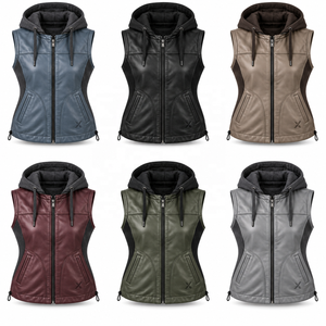 Women's Casual & Streetwear Leather <b>Vests</b> | <b>Grey</b> Black Burgundy Brown Blue | OEM ODM Manufacturer | Premium Design Quality | - Product Image 5