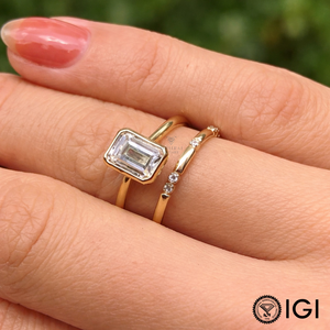 Anillo Solitario de Diamante Cultivado en Laboratorio con Corte Esmeralda, Certificado IGI, Oro de 14K y 18K, Multicolor, Varios Tamaños de Quilates, Anillos Elegantes de Lujo - Product Image 2