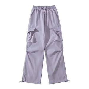 กางเกงคาร์โก้เอวสูงสำหรับผู้หญิง ทรงสกินนี่ ยืดหยุ่น ระบายอากาศได้ดี เป็นมิตรกับสิ่งแวดล้อม มีเชือกผูกเอว สไตล์สตรีทแวร์ กระเป๋าเยอะ ดีไซน์เรียบง่าย เหมาะสำหรับฤดูใบไม้ผลิ - Product Image 6