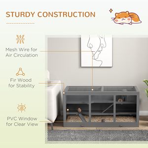Gabbia per Criceti a 3 Piani Grigia, Stile Moderno, in Metallo, con Tetto a Cerniera, Vassoio Impermeabile, Design Salvaspazio per Piccoli Animali di Taglia Grande - Product Image 6