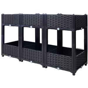 47.2 per letti da giardino sopraelevati in nero \ "x15.7 \" x27.7 \ "alettoni da esterno per piante da giardino - Product Image 1