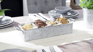 Bandeja de almacenamiento Caddy de decoración rústica con asas Funcional y decorativo Estilo vintage Caja organizadora de cubiertos y servilletas de 4 compartimentos - Product Image 5