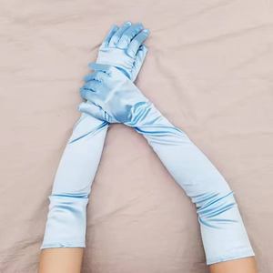 Guantes largos de piel de oveja negra de primera calidad para mujer, elegantes y con estilo, guantes de vestir cálidos para invierno, guantes de vestir largos hasta el brazo. - Product Image 3