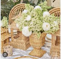 Vase Urne Élégant en Rotin Tressé avec Socle, Pot de Fleurs Gobelet, Luxe Durable, Centre de Table pour Mariage d'Automne