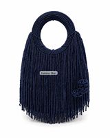 Sac à bandoulière perlé de créateur avec franges à pompons pour femme