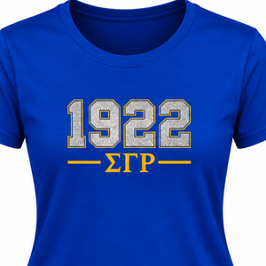 T-shirt personnalisé Sigma Gamma Rho pour femmes, imprimé lettres de sororité grecque, en coton, manches courtes, col rond, décontracté, vente en gros - Product Image 3