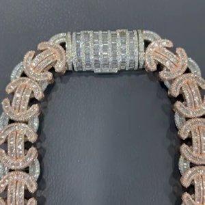 Pulsera de Lujo de Dos Tonos con Eslabones Cubanos y Diamantes Moissanita VVS de Corte Baguette, Joyería Hip Hop para Hombres y Mujeres - Product Image 4