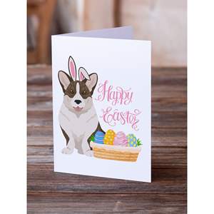 Brindle Cardigan Corgi Whimsical A7 <b>Easter</b> Greeting <b>Cards</b> <b>Pack</b> of 8 Blank Note <b>Cards</b> with Envelopes 5x7 Size - Product Image 2