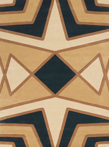 Tapis géométrique Art Déco bleu marine beige à motif étoile diamantée, tapis de designer pour décoration intérieure contemporaine - Product Image 2