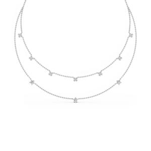 Elegante Collar Floral de Dos Hilos con Diamantes Redondos Cultivados en Laboratorio de 1.79 CTW, Claridad VS+, Chapado en Oro Rosa de 9K - Product Image 4