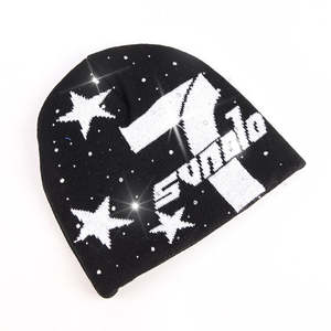 หมวกบีนนี่แจ็คการ์ดคุณภาพสูง ปักโลโก้ได้ตามต้องการ ขายดี หมวกไหมพรมฤดูหนาว หมวกชายหาดทรงสลัชชี่ ประดับคริสตัล ฟรีไซส์ ระบายอากาศได้ดี - Product Image 1