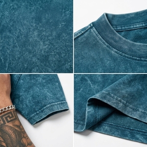 Fournisseur de T-shirts pour hommes en coton doux, coupe ample et oversize, effet délavé, style urbain décontracté, vente en gros - Product Image 6