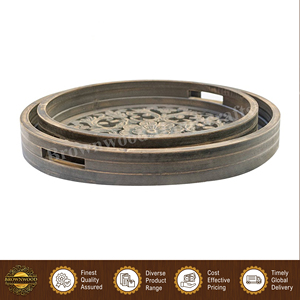 Bandeja de Servicio Redonda de Madera MDF de Diseño Único, Alta Calidad y Precio Atractivo para Restaurantes y Hoteles, de Exportador Indio - Product Image 2