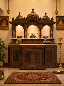 Large Size Teak Wood <b>Temple</b> with Storage Cabinets Customized Wooden <b>Temple</b> for <b>Home</b> Export Quality Pooja Unit At Wholesale Price - Product Image 6