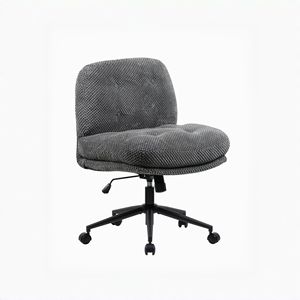 Sedia da Ufficio Ergonomica Grigia Girevole Regolabile con Design a Gambe Incrociate, Ruote e Seduta Più Larga e Spessa per Casa, Ufficio e Toeletta - Product Image 3