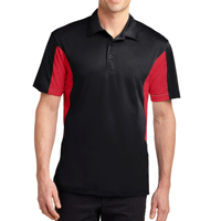 Polo pour homme noir et rouge à blocs de couleur, manches courtes, séchage rapide, en polyester tricoté, décontracté et sportif, col polo
