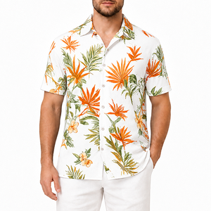 Camisa Hawaiana Blanca con Estampado Floral para Hombre, Nueva Llegada 2026, Venta al Por Mayor, Manga Corta, Transpirable, Casual, con Botones, para Playa - Product Image 1