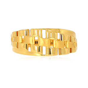 Bague en or jaune 18 carats à maillons entrelacés, design géométrique moderne, bijou raffiné pour hommes et femmes, vente en gros - Product Image 3