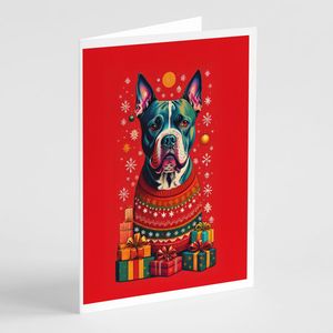 Lunatique A7 Taille 5x7 New Staffordshire Bull Terrier Vacances Noël Cartes De Voeux Pack 8 Cartes De Note Vierges avec Enveloppes - Product Image 1