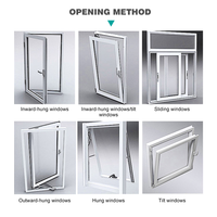 Ventanas abatibles de vidrio de doble panel de diseño moderno, puertas y ventanas de acero de plástico PVC plegables resistentes al calor