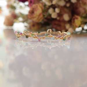 Tourmaline <b>Bangle</b> Dainty <b>Bracelet</b> Natural Gemstone Luxury Women Birthstone Gift Her 925 Sterling <b>Silver</b> 14k Gold Plated GIA - Product Image 4