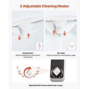 Accesorio de Bidé Ultrafino de 0.3 Pulgadas con Doble Boquilla Retráctil y Presión de Agua Ajustable para Asiento de Inodoro - Product Image 2
