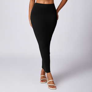 Falda Lápiz Larga de Cintura Alta, Sólida, Sin Costuras, Elástica, Talla Grande, Color Marrón, para Yoga - Product Image 2