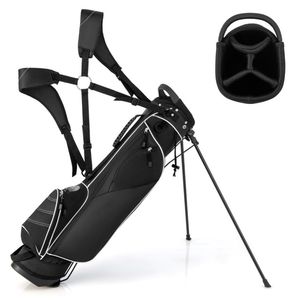 Sacca da Golf Nera con 3 Divisori, in Poliestere Leggero, 4 Tasche con Cerniera, Pronta per il Viaggio - Product Image 1