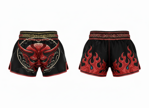 Shorts de Muay Thai personnalisés avec logo, pour hommes, en satin, pour la boxe, les arts martiaux, les combats, imprimés sur toute la surface. - Product Image 4