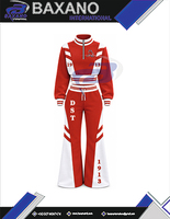 Delta |   Sigma |   Ensemble de survêtement rouge et blanc pour femmes Theta Sorority, manches longues, demi-zip, cordon de serrage, jogging, tenue décontractée sportive