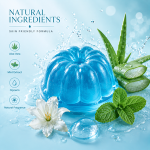 Savon pour les mains transparent bleu gelée avec extrait d'aloe vera et de menthe, glycérine, parfum naturel, hydratant pour tous types de peau - Product Image 1